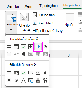 nút điều khiển biểu mẫu hộp danh sách