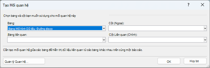 Cửa sổ Tạo Mối quan hệ