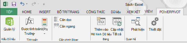 Tab PowerPivot trong ribbon