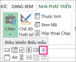 điều khiển nút chọn một trên ribbon