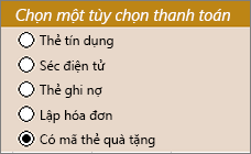 khiển nút chọn một mẫu