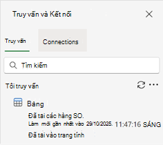 Ngăn Truy vấn và Kết nối hiển thị một truy vấn đơn lẻ và kết quả.