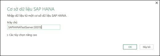 Hộp thoại Cơ sở dữ liệu SAP HANA