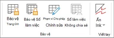 Bảo vệ Trang tính bên dưới Xem lại