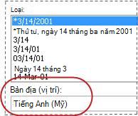 Hộp Bản địa được chọn trong hộp thoại Định dạng Ô