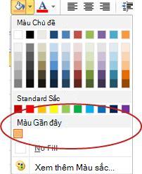 Tùy chọn màu gần đây