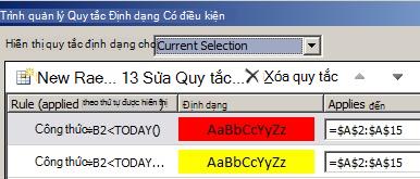 Các quy tắc định dạng có điều kiện