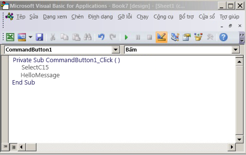 Quy trình phụ trong Visual Basic Editor