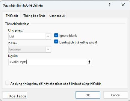 Bấm Xóa Tất cả để loại bỏ danh sách thả xuống