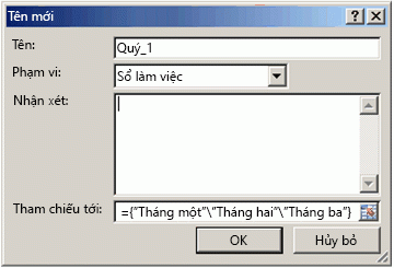 Hộp thoại Sửa Tên với công thức
