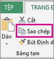 Lệnh Sao chép trong nhóm Bảng tạm