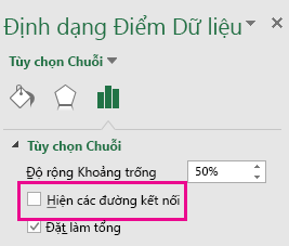 Ngăn tác vụ Định dạng Điểm Dữ liệu với hộp Hiện Đường Kết nối không được chọn trong Office 2016