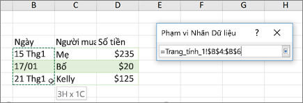 Hộp thoại Phạm vi Nhãn Dữ liệu