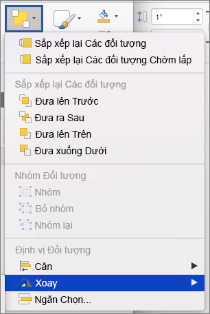 Nút Xoay trên menu Sắp xếp