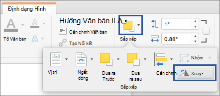 Nút Xoay trên menu Sắp xếp