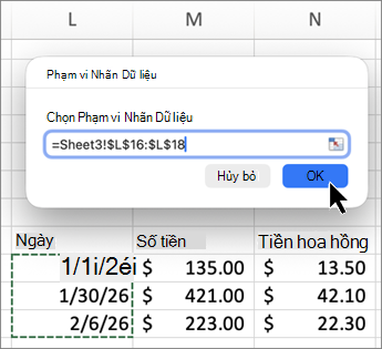 Ảnh chụp màn hình dải nhãn Dữ liệu máy Mac trong Excel.