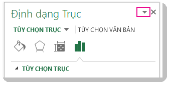 Phần trên cùng của ngăn Định dạng Trục với chữ V được tô sáng