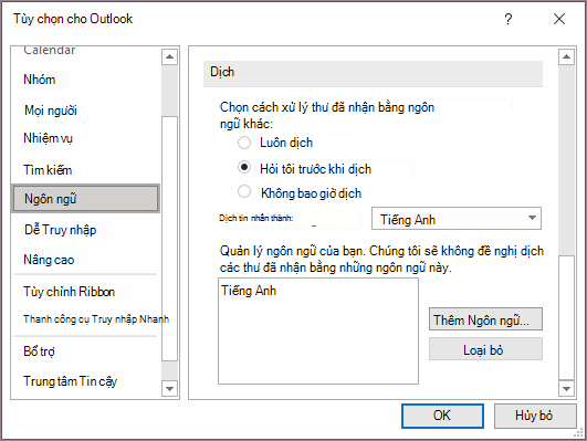Tùy chọn ngôn ngữ