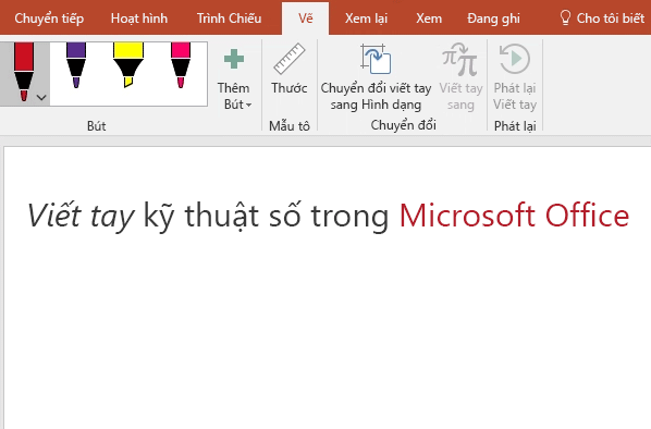 Xin chào được viết trên bức vẽ PowerPoint bằng mực kỹ thuật số.