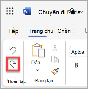Nút Làm lại trong Microsoft Word cho web.