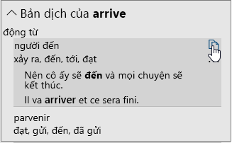Tùy chọn dịch cho một từ