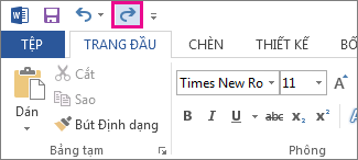 Lệnh Làm lại trên Thanh công cụ Truy nhập Nhanh