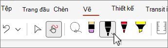 Ảnh chụp màn hình tab Vẽ với bút.