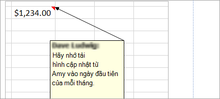 Thêm ghi chú vào bảng tính