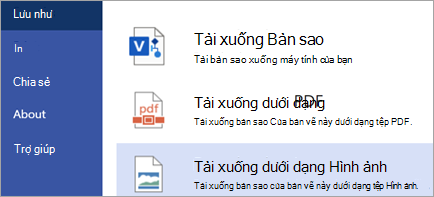 Hiển thị tùy chọn Tải xuống dưới dạng Ảnh