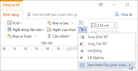 Xem thêm Tùy chọn Xoay trên menu Xoay