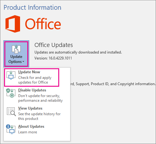 Kiểm tra cập nhật Office trong Word 2016 theo cách thủ công