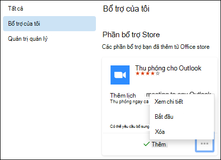 Menu phần bổ trợ của tôi trong Outlook for Mac.