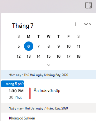 Menu Ngày của Tôi dành cho Outlook Mac.