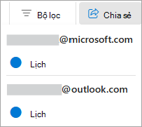 Chọn chia sẻ lịch từ ribbon