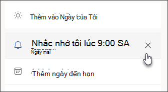 Ảnh chụp màn hình hiển thị biểu tượng hủy bỏ để loại bỏ lời nhắc nhiệm vụ
