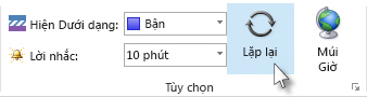 Lệnh Lặp lại trên ribbon