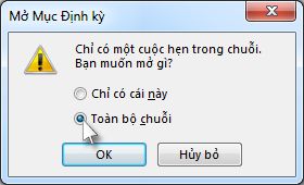 Chọn tùy chọn toàn bộ chuỗi cuộc họp
