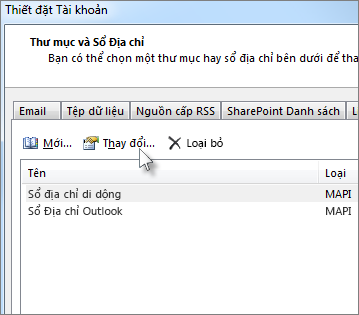 Bấm vào sổ địa chỉ bạn muốn, rồi bấm Thay đổi.