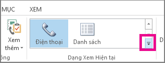 Nhóm Dạng xem Hiện tại trên tab Trang đầu
