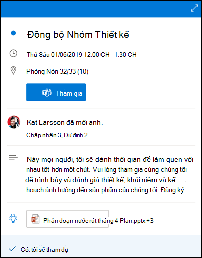 Calendar Xem trước cho Outlook dành cho web.