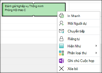 Bấm chuột phải để xóa cuộc hẹn.
