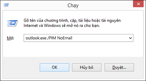 Sử dụng hộp thoại Run để tạo hồ sơ mà không cần email