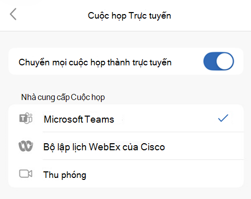 Chọn nhà cung cấp mặc định trong Outlook trên iOS