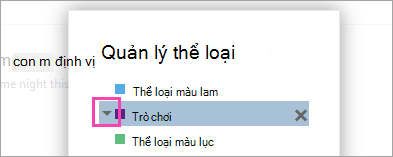Ảnh chụp màn hình mũi tên bên cạnh thể loại