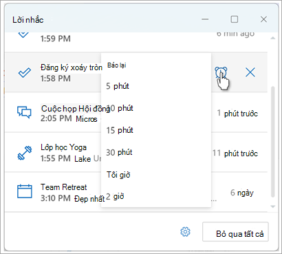 Đặt lời nhắc trong ảnh chụp màn hình Outlook tám