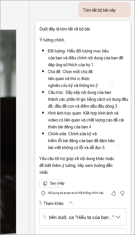 Ảnh chụp màn hình tóm tắt tính năng bản trình chiếu này với trích dẫn