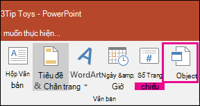 chọn đối tượng trên tab chèn