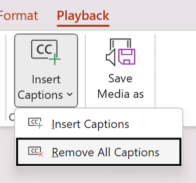 Loại bỏ tất cả phụ đề cho video trong PowerPoint.