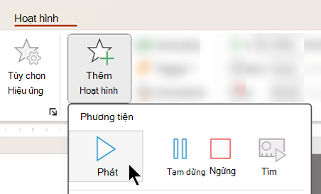 Bạn có thể bắt đầu phát âm thanh sau một khoảng thời gian trễ bằng cách sử dụng các tùy chọn hoạt hình.