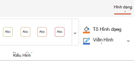 Tùy chọn màu và kiểu trên tab Hình dạng.